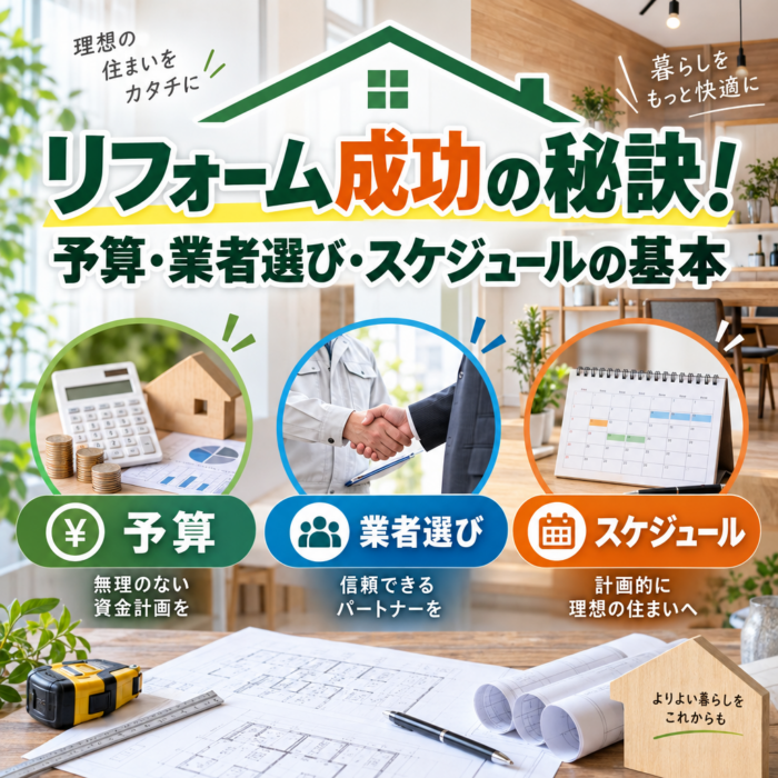 リフォーム成功の秘訣！予算・業者選び・スケジュールの基本